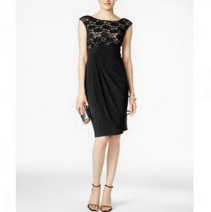DRESS BARN Lace Bodice Faux-wrap Dress